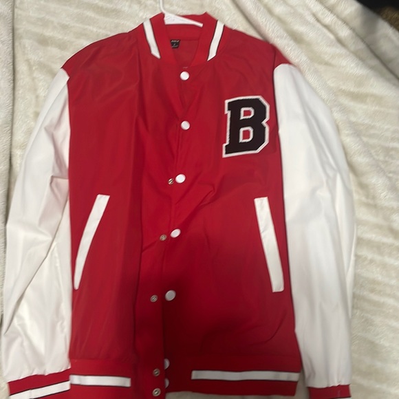 SHEIN Jackets & Coats Red Letterman Jacket Poshmark